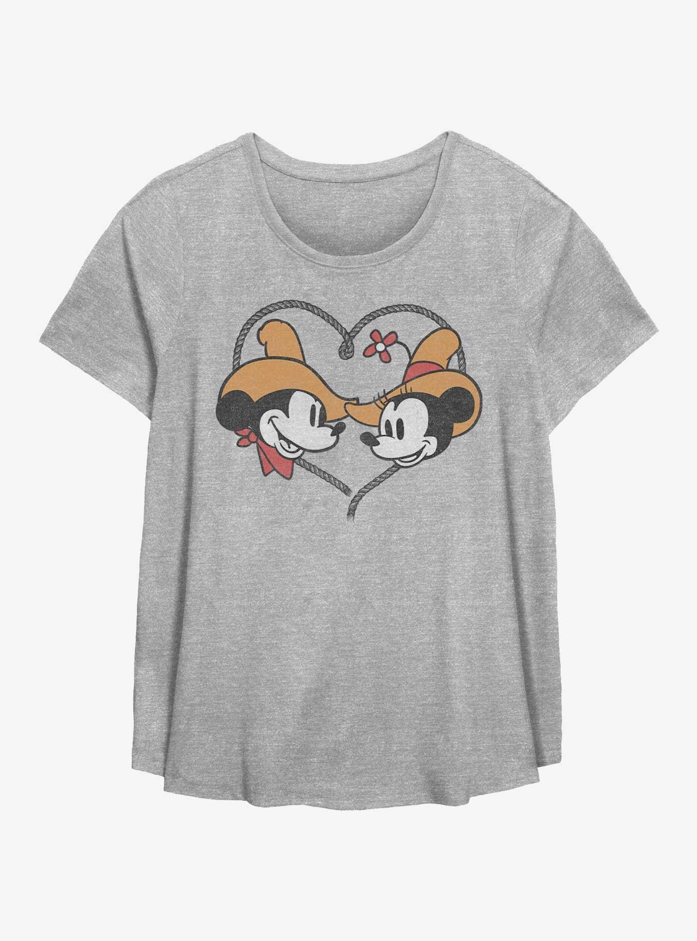 Disney Mickey Mouse Western Sweethearts Womens T-Shirt Plus Size, HEATHER GR, hi-res