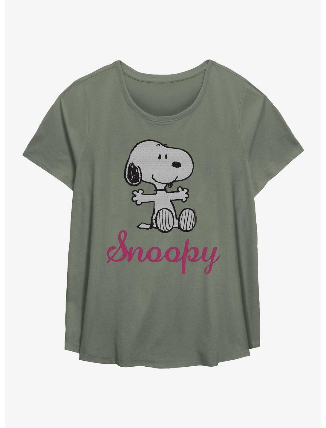 Peanuts Snoopy Hug Womens T-Shirt Plus Size, SAGE, hi-res
