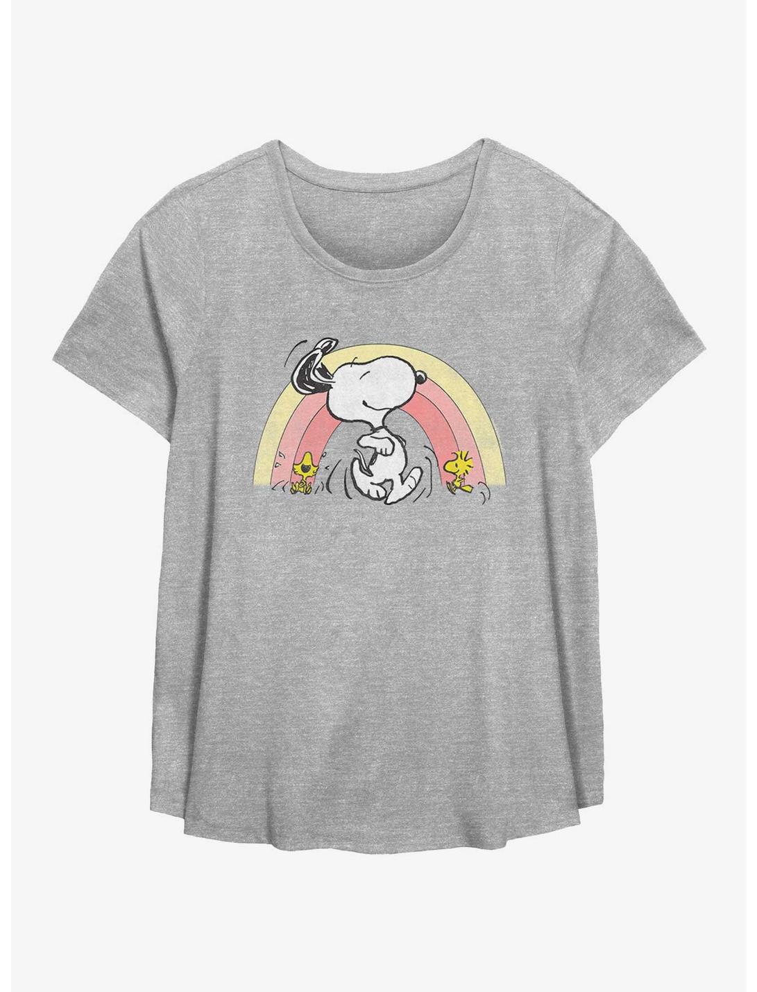 Peanuts Rainbow Snoopy Womens T-Shirt Plus Size, HEATHER GR, hi-res