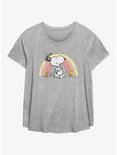 Peanuts Rainbow Snoopy Womens T-Shirt Plus Size, HEATHER GR, hi-res