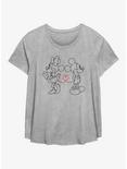 Disney Mickey Mouse & Minnie Mouse Heart Strings Womens T-Shirt Plus Size, HEATHER GR, hi-res