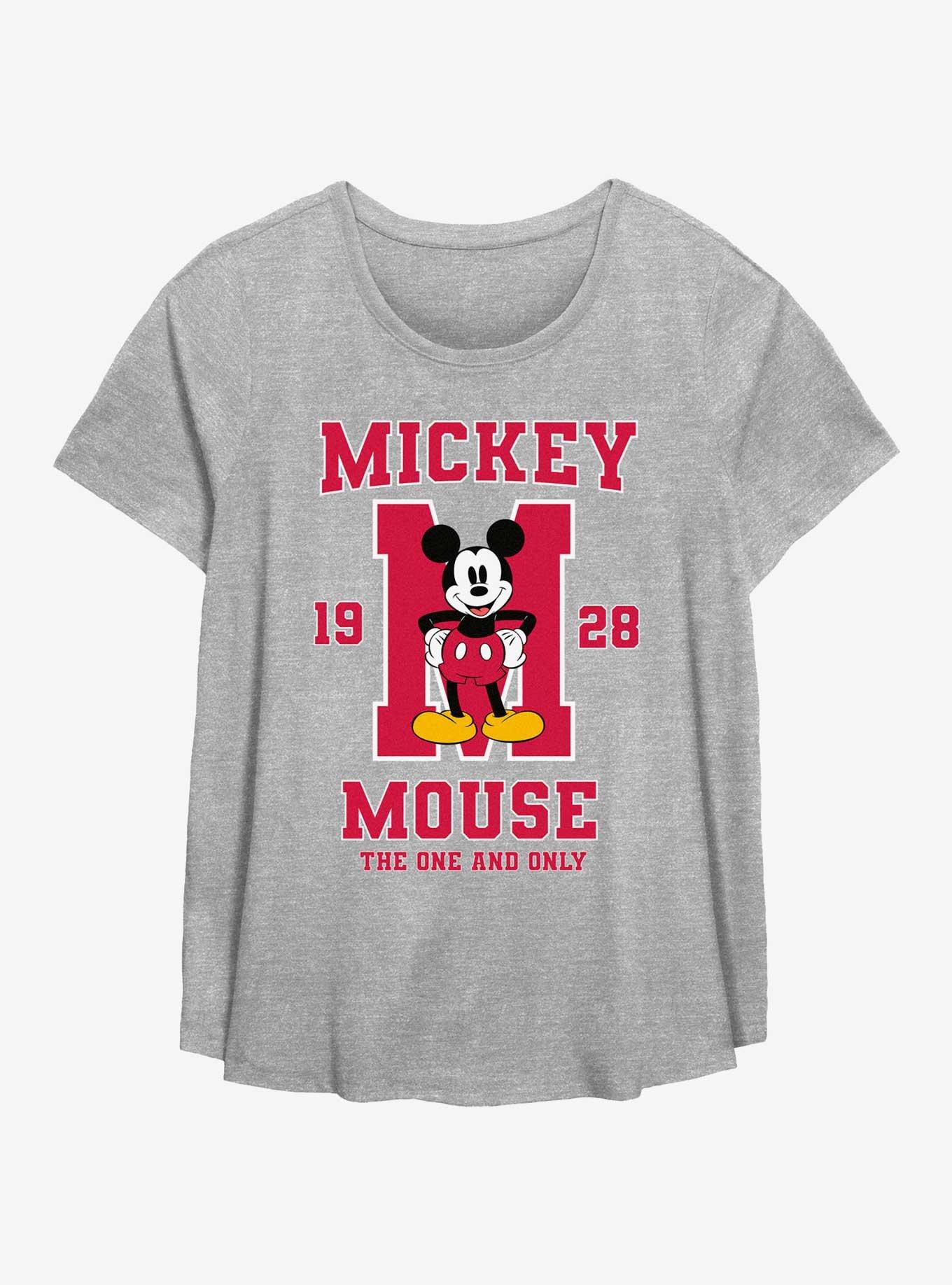 Disney Mickey Mouse One And Only Collegiate Womens T-Shirt Plus Size, HEATHER GR, hi-res