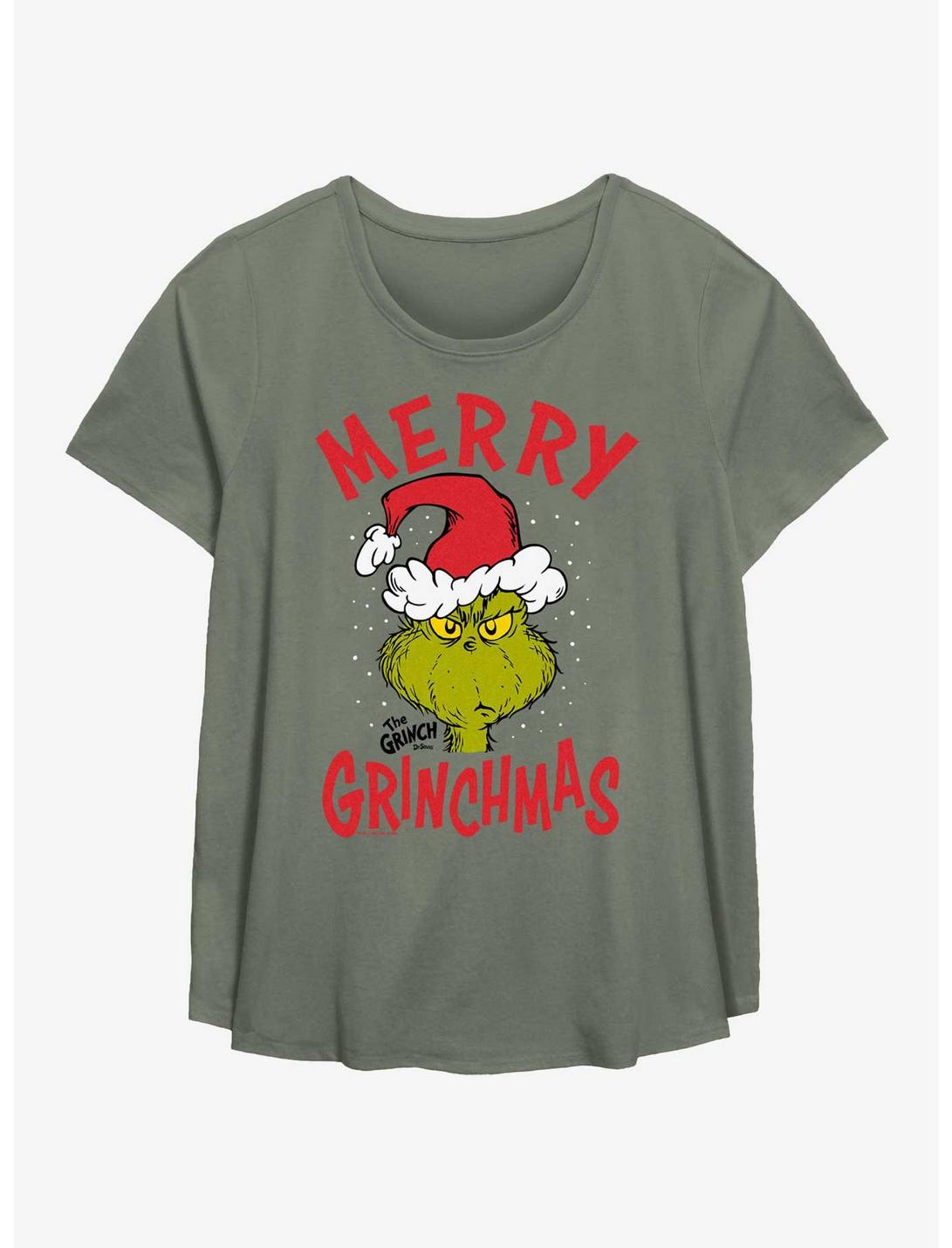 Dr. Seuss How The Grinch Stole Christmas Grinchmas Hat Womens T-Shirt Plus Size, SAGE, hi-res