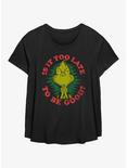 Dr. Seuss How The Grinch Stole Christmas Too Late To Be Good Womens T-Shirt Plus Size, BLACK, hi-res