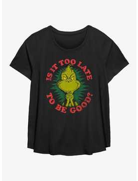 Dr. Seuss How The Grinch Stole Christmas Too Late To Be Good Womens T-Shirt Plus Size, , hi-res