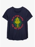 Dr. Seuss How The Grinch Stole Christmas Too Late To Be Good Womens T-Shirt Plus Size, NAVY, hi-res