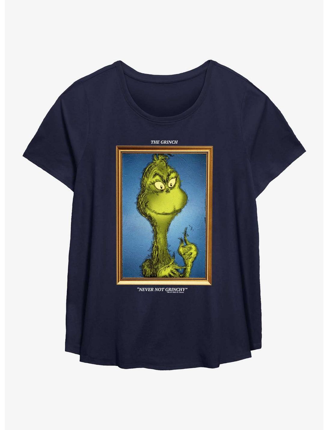 Dr. Seuss How The Grinch Stole Christmas Painted Grinch Womens T-Shirt Plus Size, NAVY, hi-res