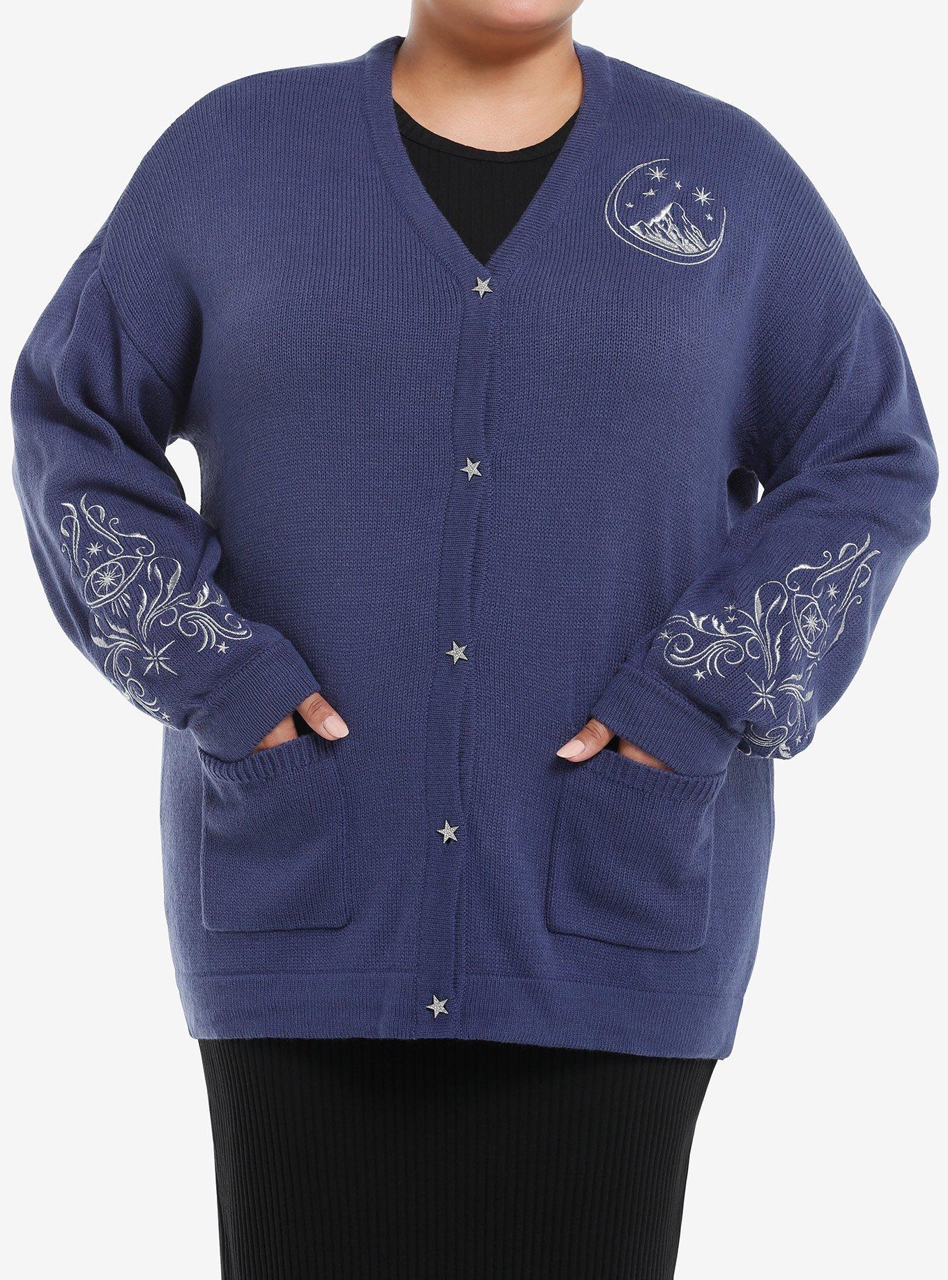 A Court Of Thorns And Roses Night Court Star Cardigan Plus Size, NAVY, hi-res