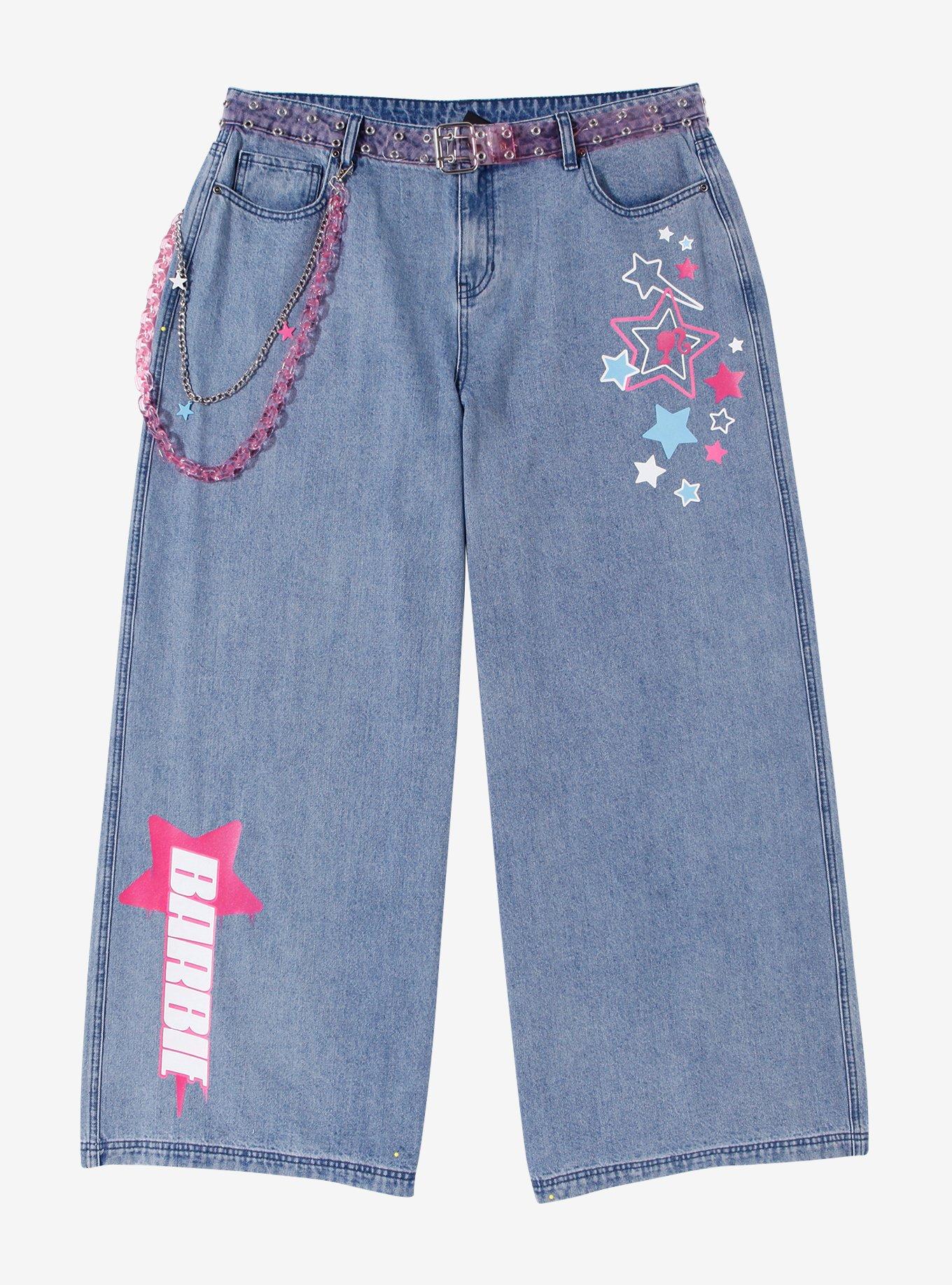 Barbie Y2K Star Wide Leg Jeans With Belt & Chain Plus Size, , hi-res