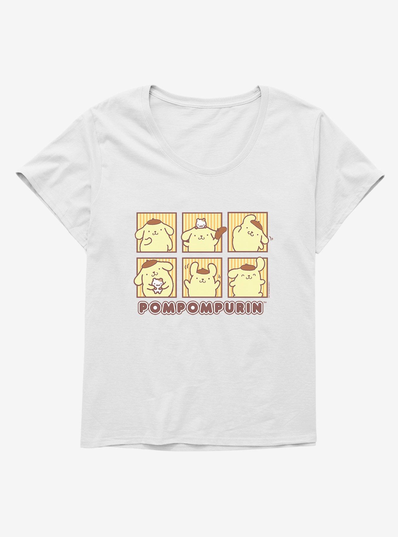 Pompompurin Portrait Girls T-Shirt Plus Size, WHITE, hi-res