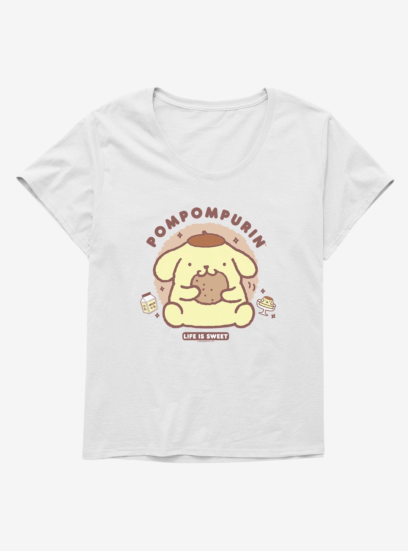 Pompompurin Life Is Sweet Girls T-Shirt Plus Size, WHITE, hi-res
