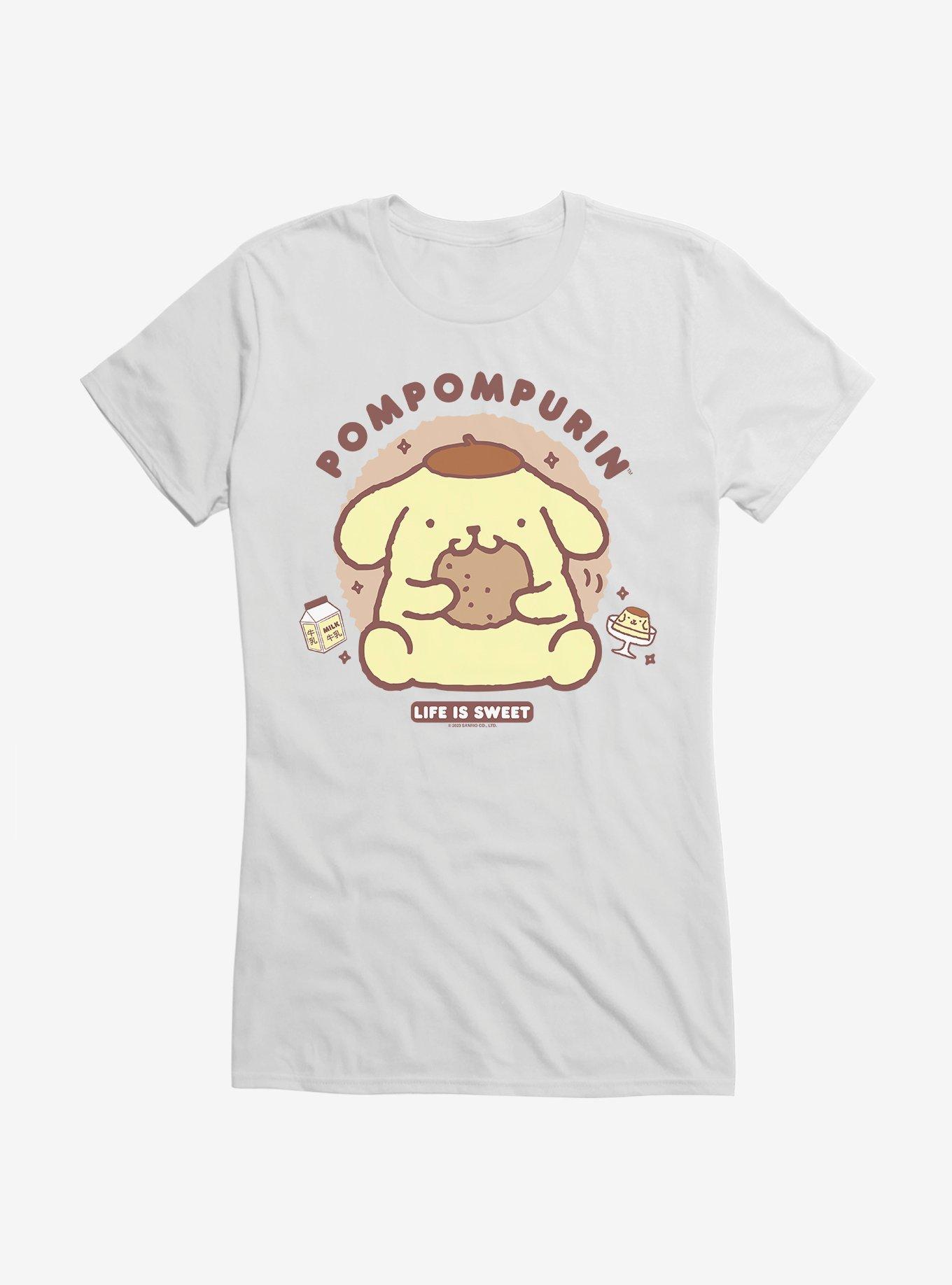 Pompompurin Life Is Sweet Girls T-Shirt, WHITE, hi-res