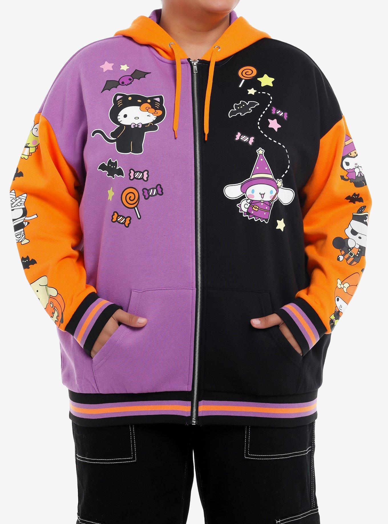 Hello Kitty And Friends Halloween Split Color-Block Hoodie Plus Size, , hi-res