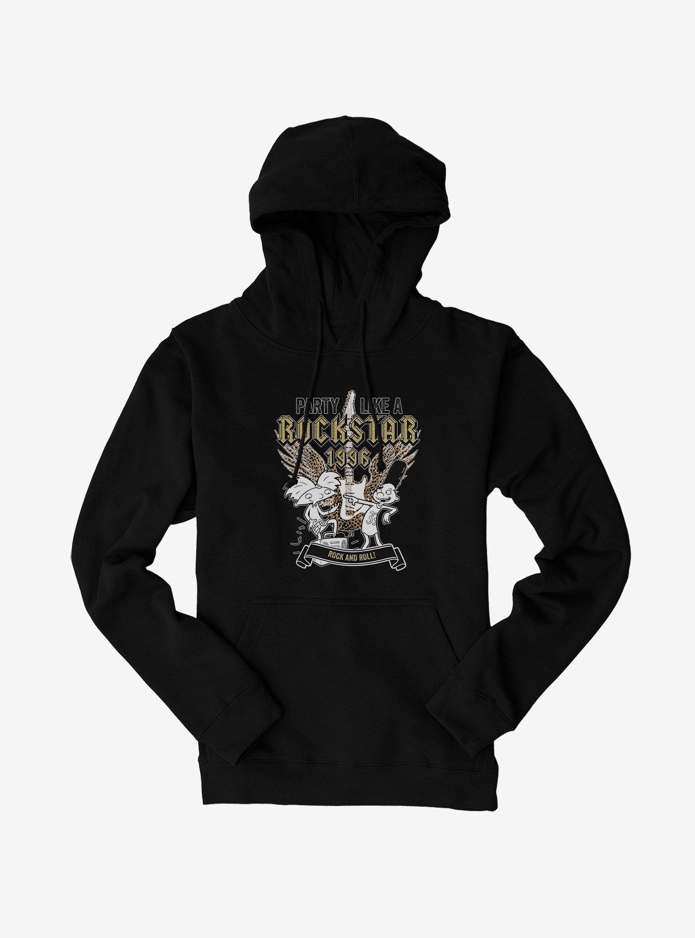 Hey Arnold! Party Like A Rockstar 1996 Hoodie, BLACK, hi-res