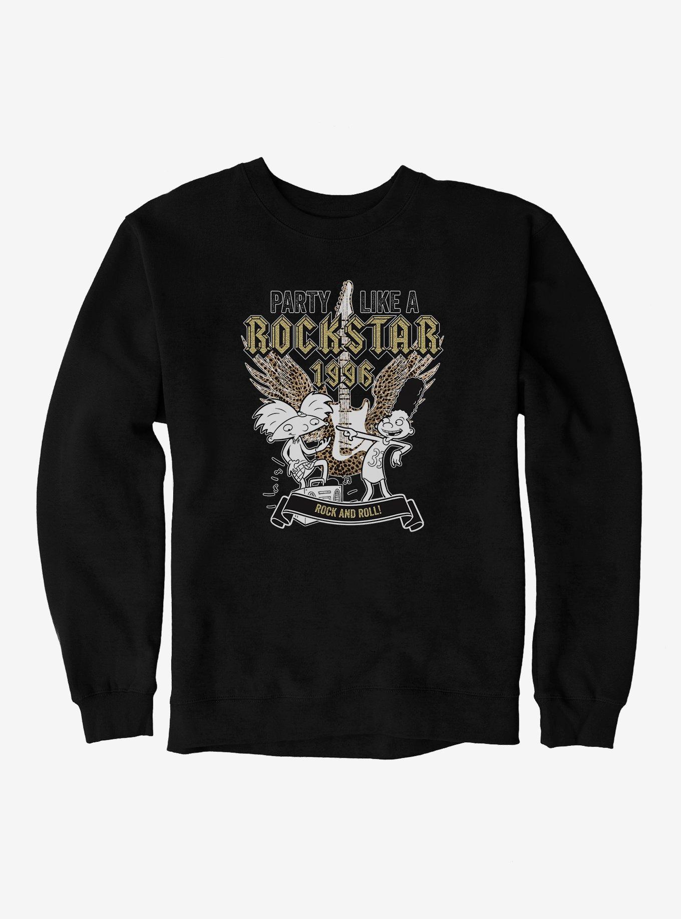 Hey Arnold! Party Like A Rockstar 1996 Sweatshirt, BLACK, hi-res