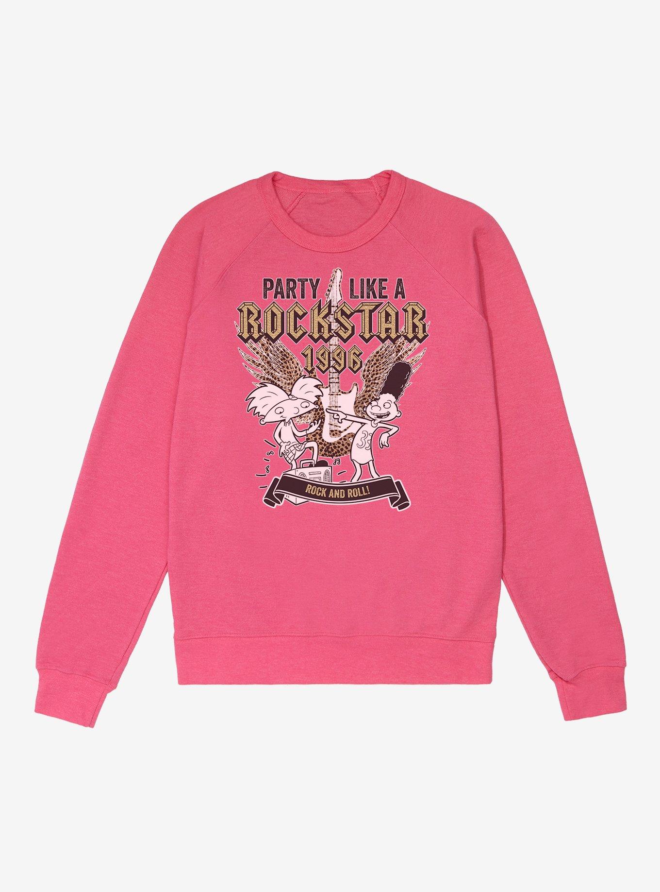 Hey Arnold Party Like A Rockstar 1996 French Terry Sweatshirt PINK Hot Topic