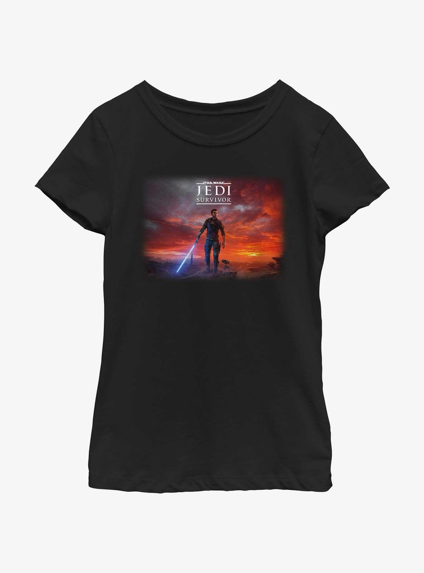 Star Wars Jedi: Survivor Cal Kestis Poster Youth Girls T-Shirt, BLACK, hi-res