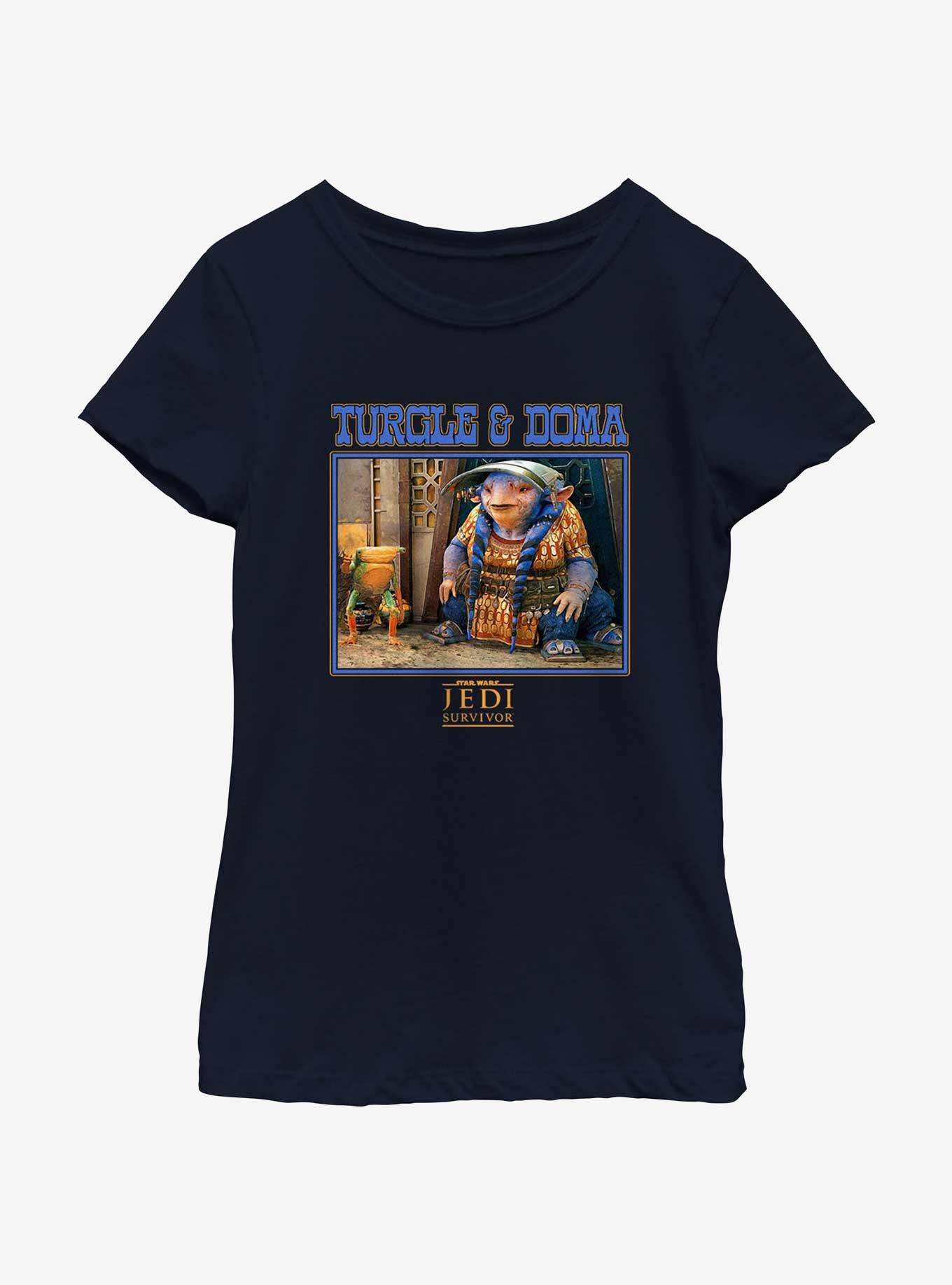 Star Wars Jedi: Survivor Turgle & Doma Poster Youth Girls T-Shirt, NAVY, hi-res