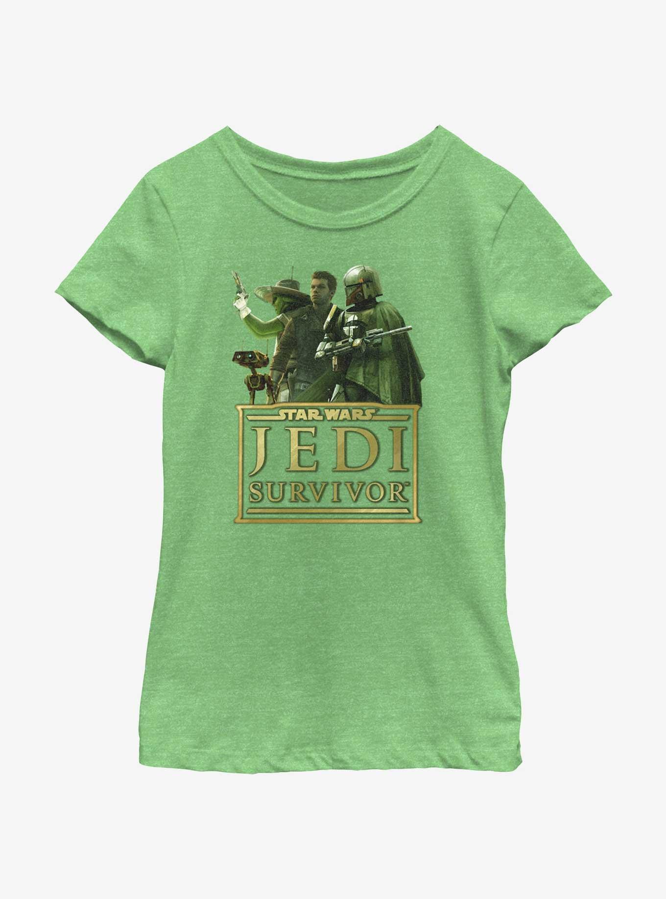 Star Wars Jedi: Survivor Trio Caij Cal and Boba Youth Girls T-Shirt, GRN APPLE, hi-res