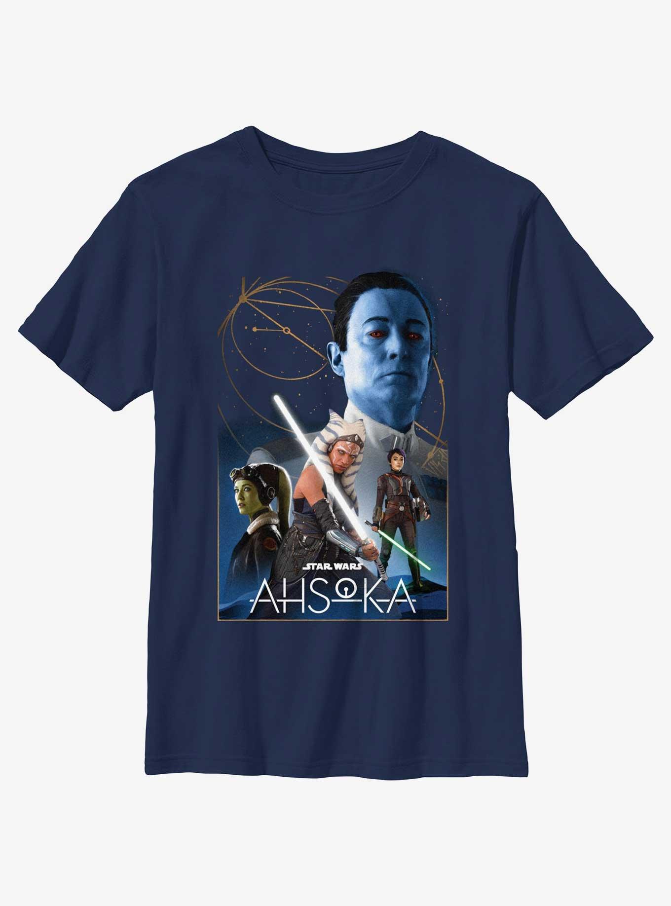 Star Wars Ahsoka Poster Youth T-Shirt, NAVY, hi-res