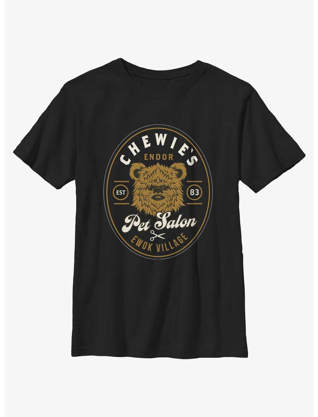 Star Wars Chewie's Pet Salon Ewok Village Youth T-Shirt, BLACK, hi-res