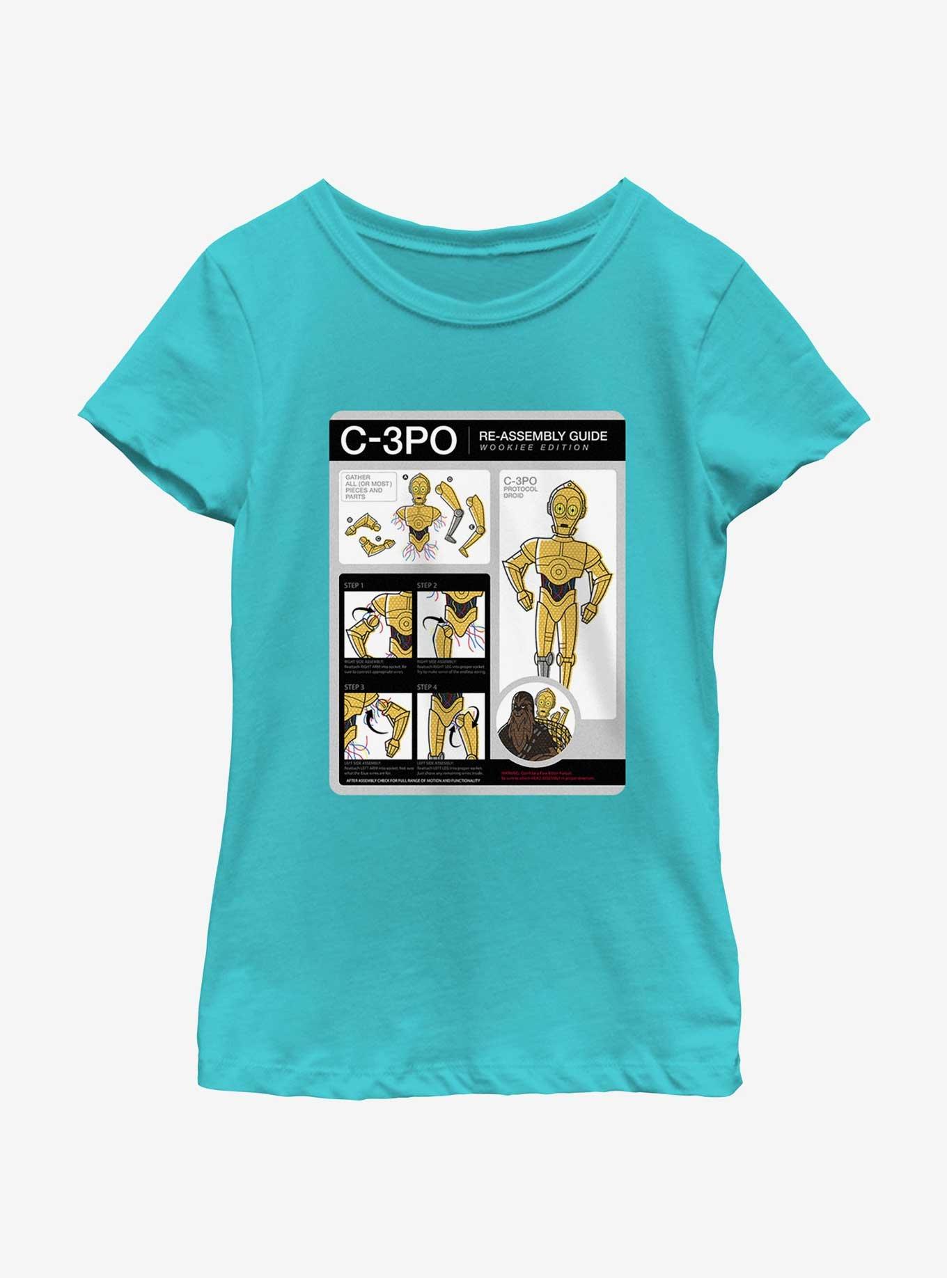 Star Wars C-3PO Re-Assembly Guide Youth Girls T-Shirt, TAHI BLUE, hi-res