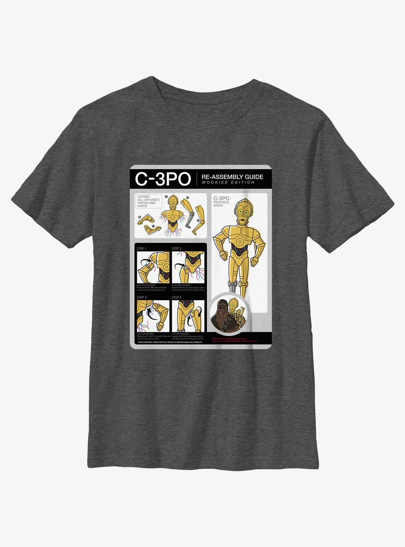 Star Wars C-3PO Re-Assembly Guide Youth T-Shirt, CHAR HTR, hi-res