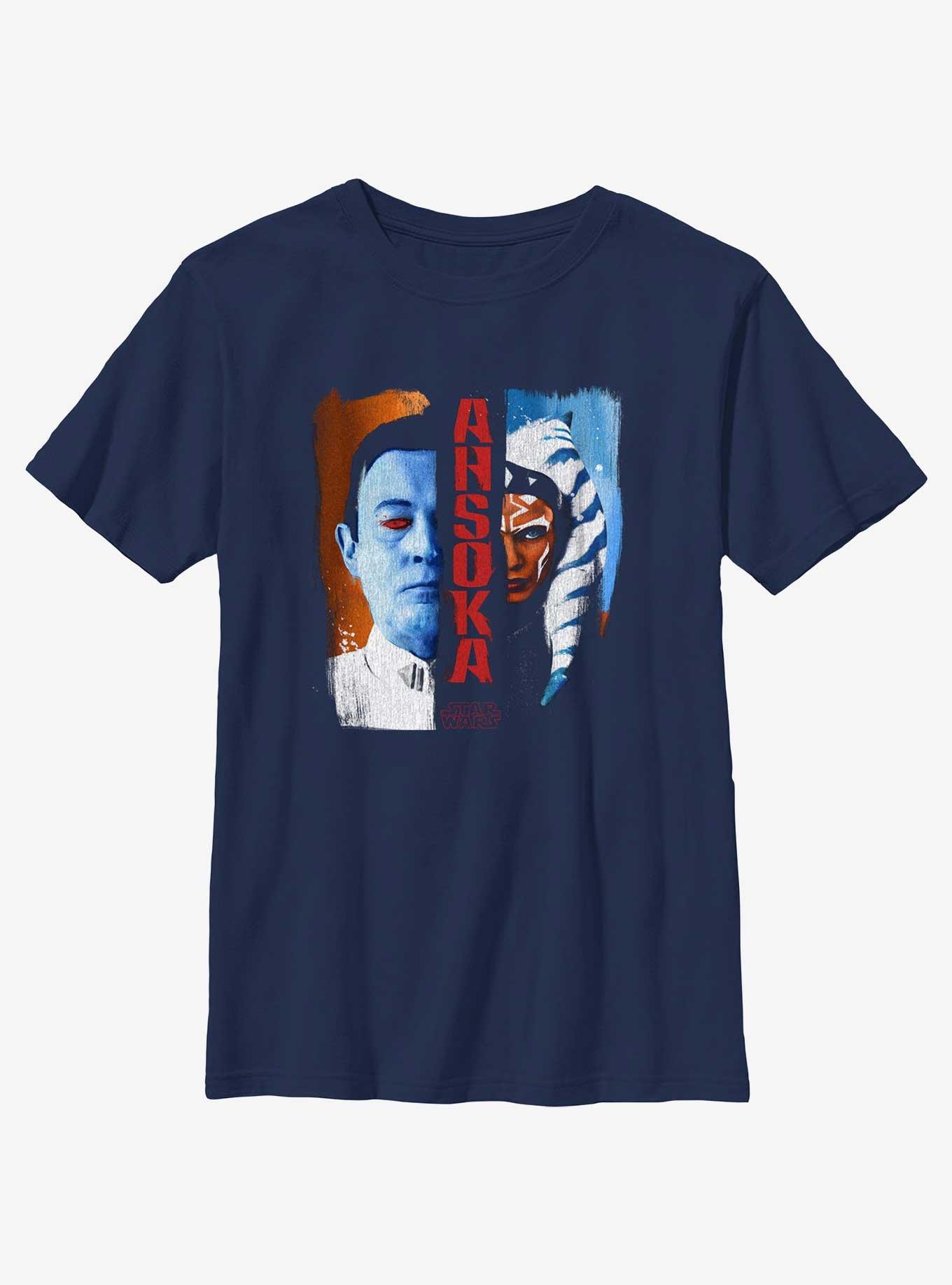 Star Wars Complimentary Conflict Thrawn and Ahsoka Youth T-Shirt, NAVY, hi-res