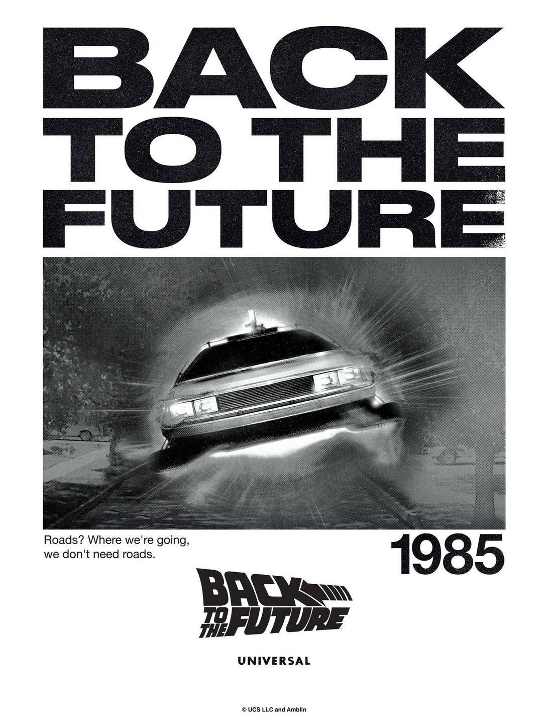 Back To The Future Need No Roads Poster, WHITE, hi-res