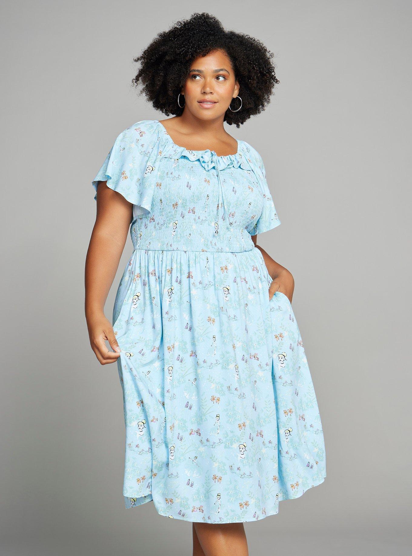 Disney Cinderella Floral Allover Print Smock Dress Plus Size, MULTI, hi-res