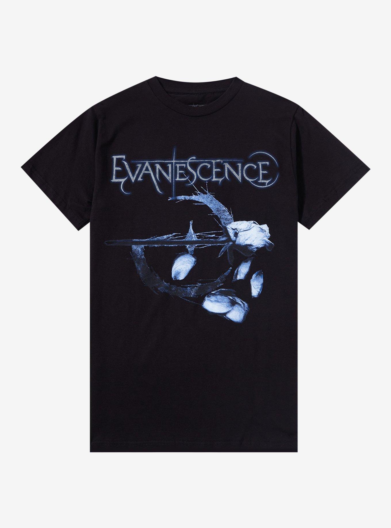 Evanescence Falling Petals Boyfriend Fit Girls T-Shirt, BLACK, hi-res