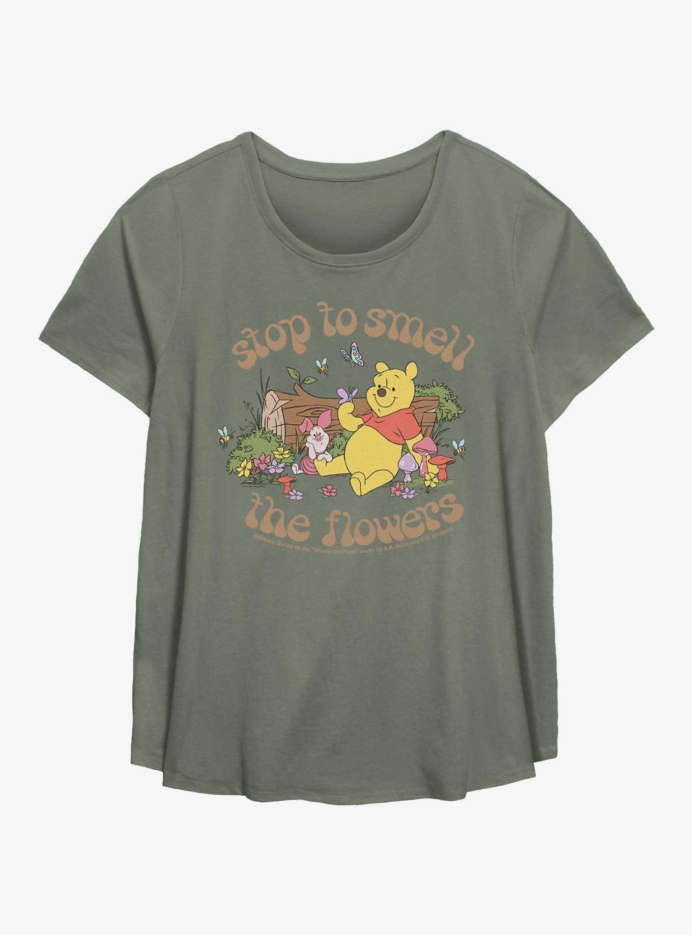 Disney Winnie The Pooh Smell The Flowers Womens T-Shirt Plus Size