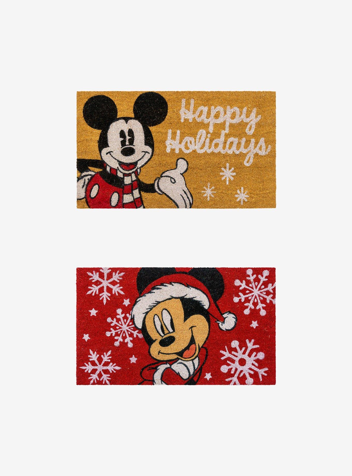 Disney Mickey Mouse Christmas Red Coir Mat 2-Pack, , hi-res