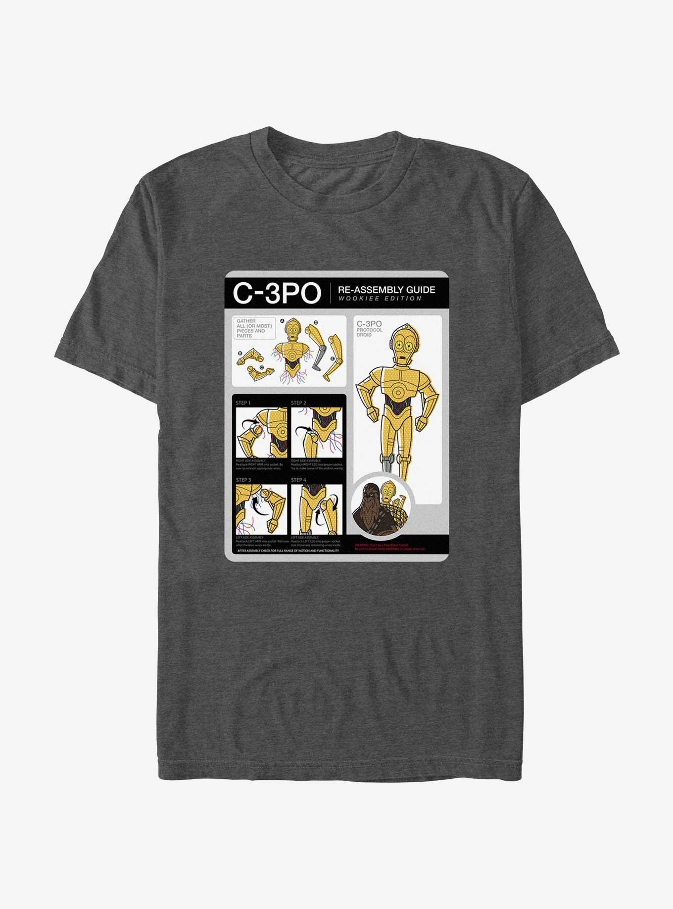 Star Wars C-3PO Re-Assembly Guide T-Shirt, CHAR HTR, hi-res