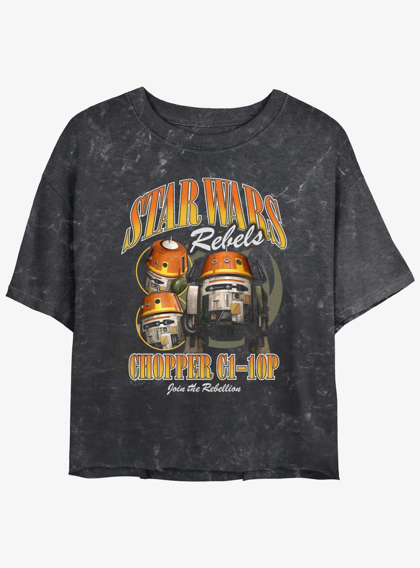 Star Wars Chopper C1-10P Womens Mineral Wash Crop T-Shirt, BLACK, hi-res