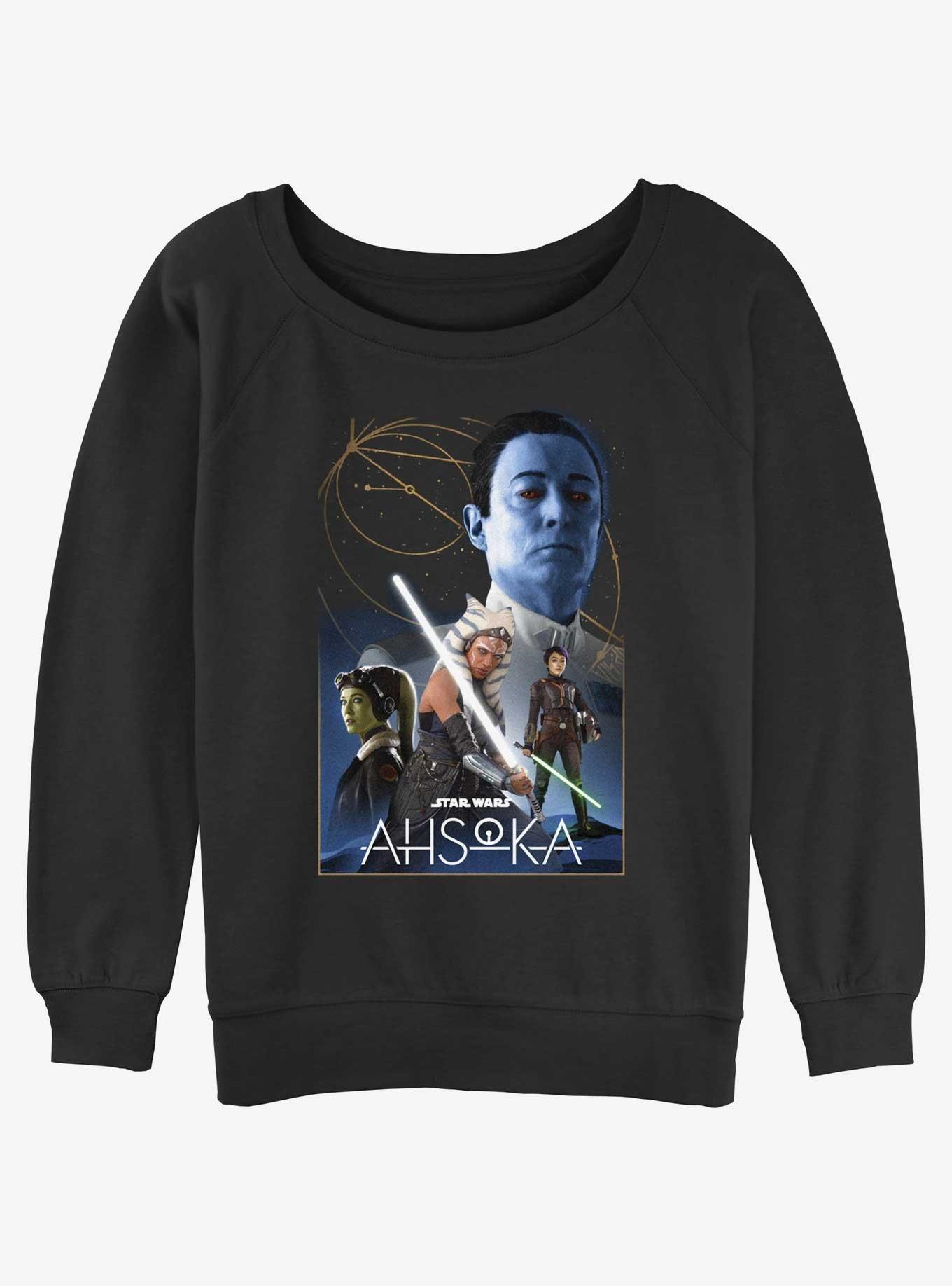 Star Wars Ahsoka Poster Womens Slouchy Sweatshirt, BLACK, hi-res