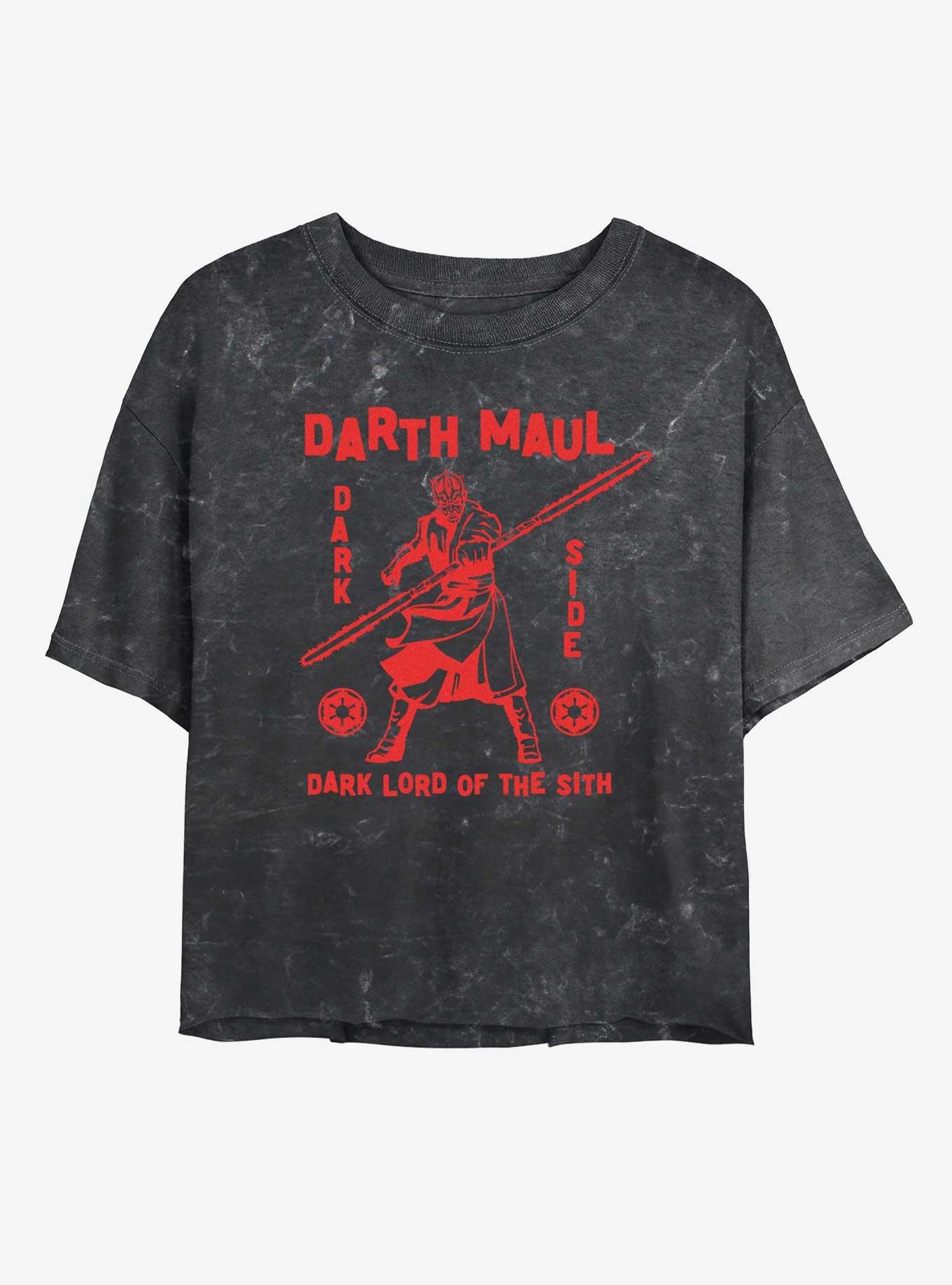 Star Wars Maul Brawl Womens Mineral Wash Crop T-Shirt, BLACK, hi-res