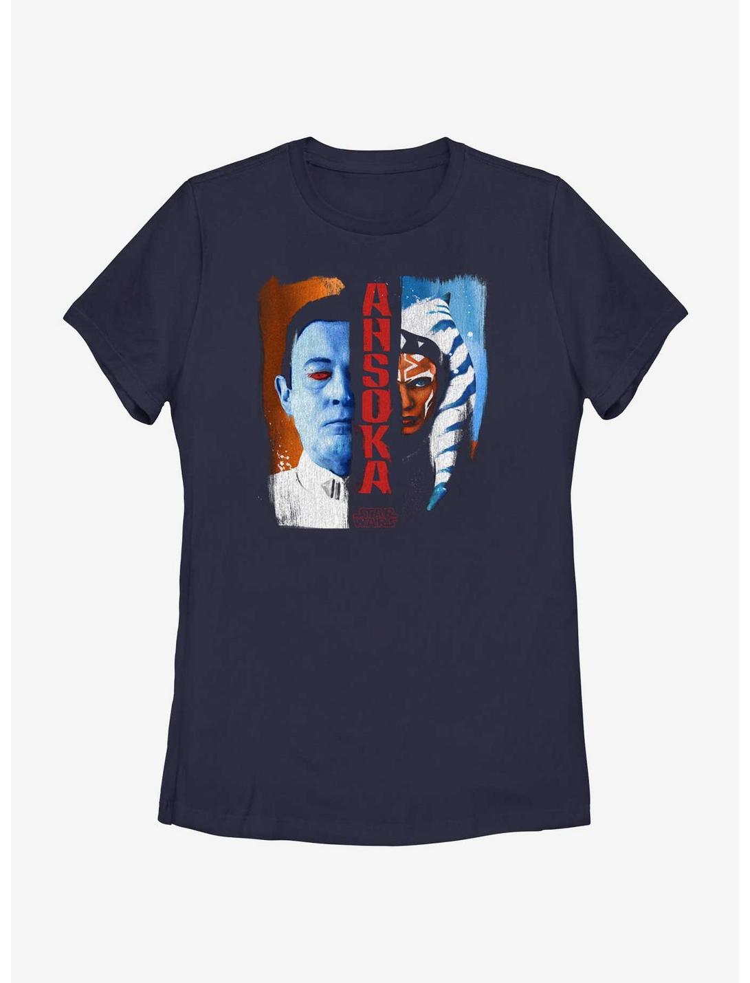 Star Wars Complimentary Conflict Thrawn and Ahsoka Womens T-Shirt, NAVY, hi-res