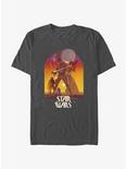 Star Wars Sunset Luke & Leia Skywalker T-Shirt, CHARCOAL, hi-res