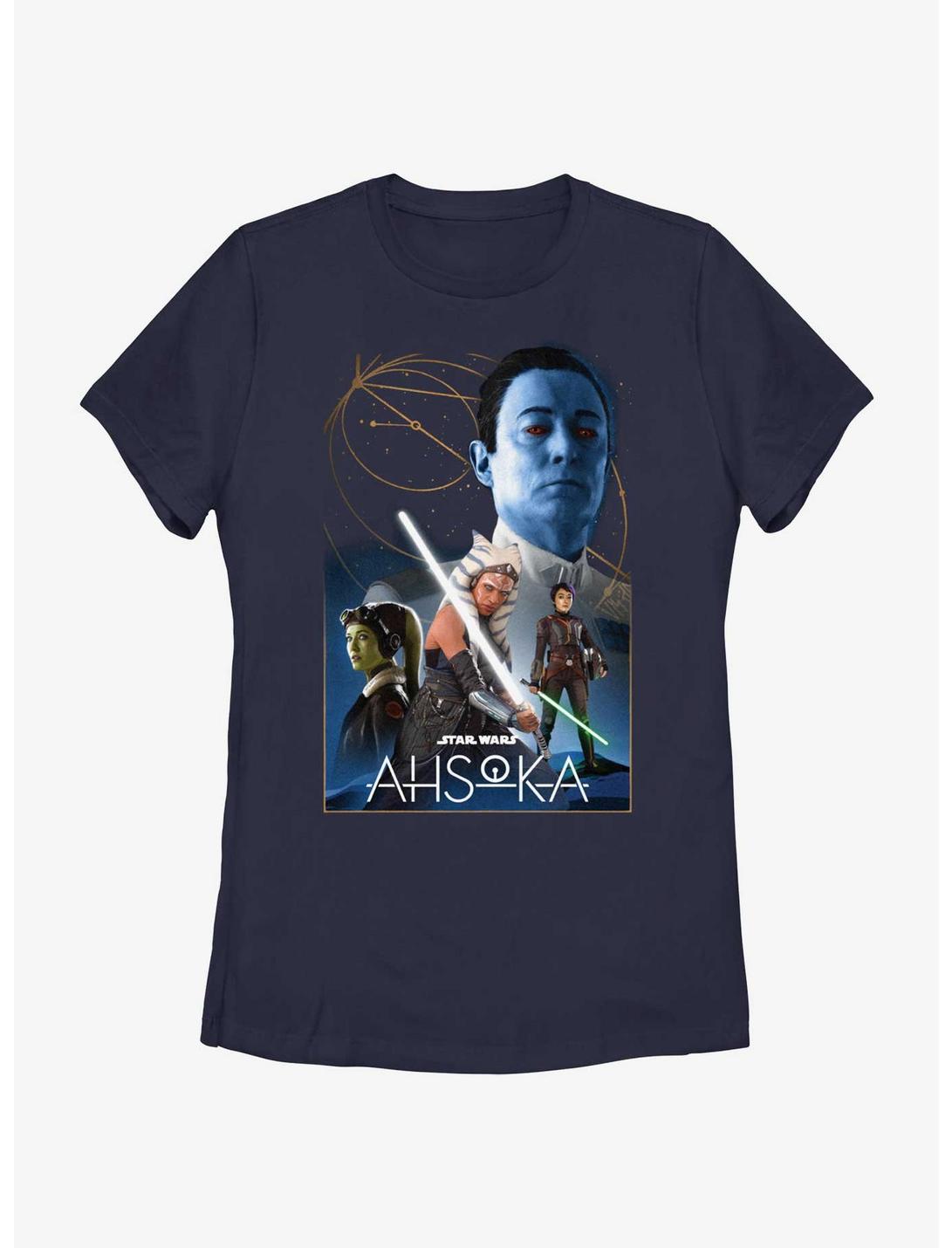 Star Wars Ahsoka Poster Womens T-Shirt, NAVY, hi-res