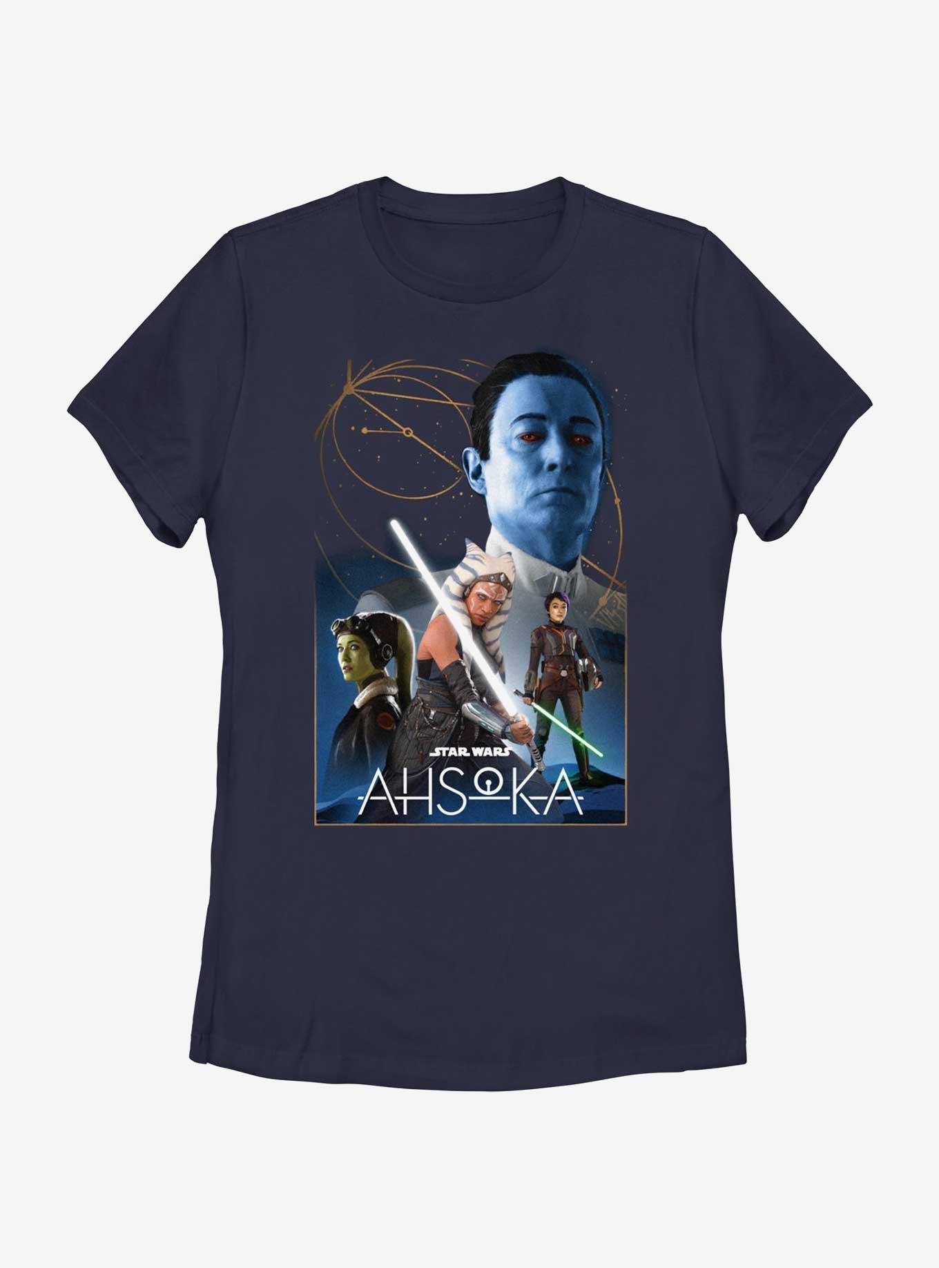 Star Wars Ahsoka Poster Womens T-Shirt, NAVY, hi-res