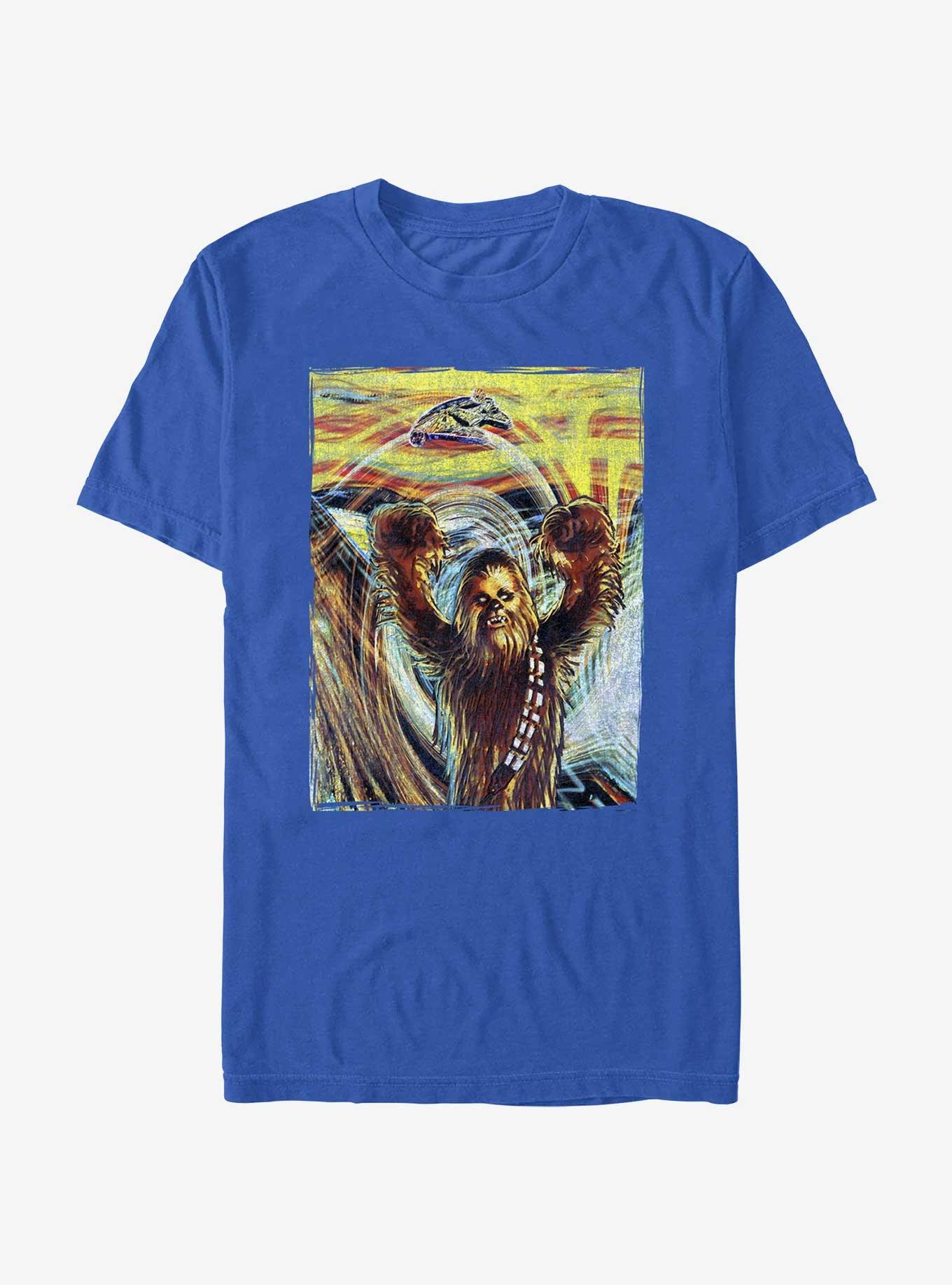 Star Wars Chewie Scared Painting T-Shirt, ROYAL, hi-res