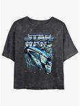 Star Wars Metal Ship Womens Mineral Wash Crop T-Shirt, BLACK, hi-res