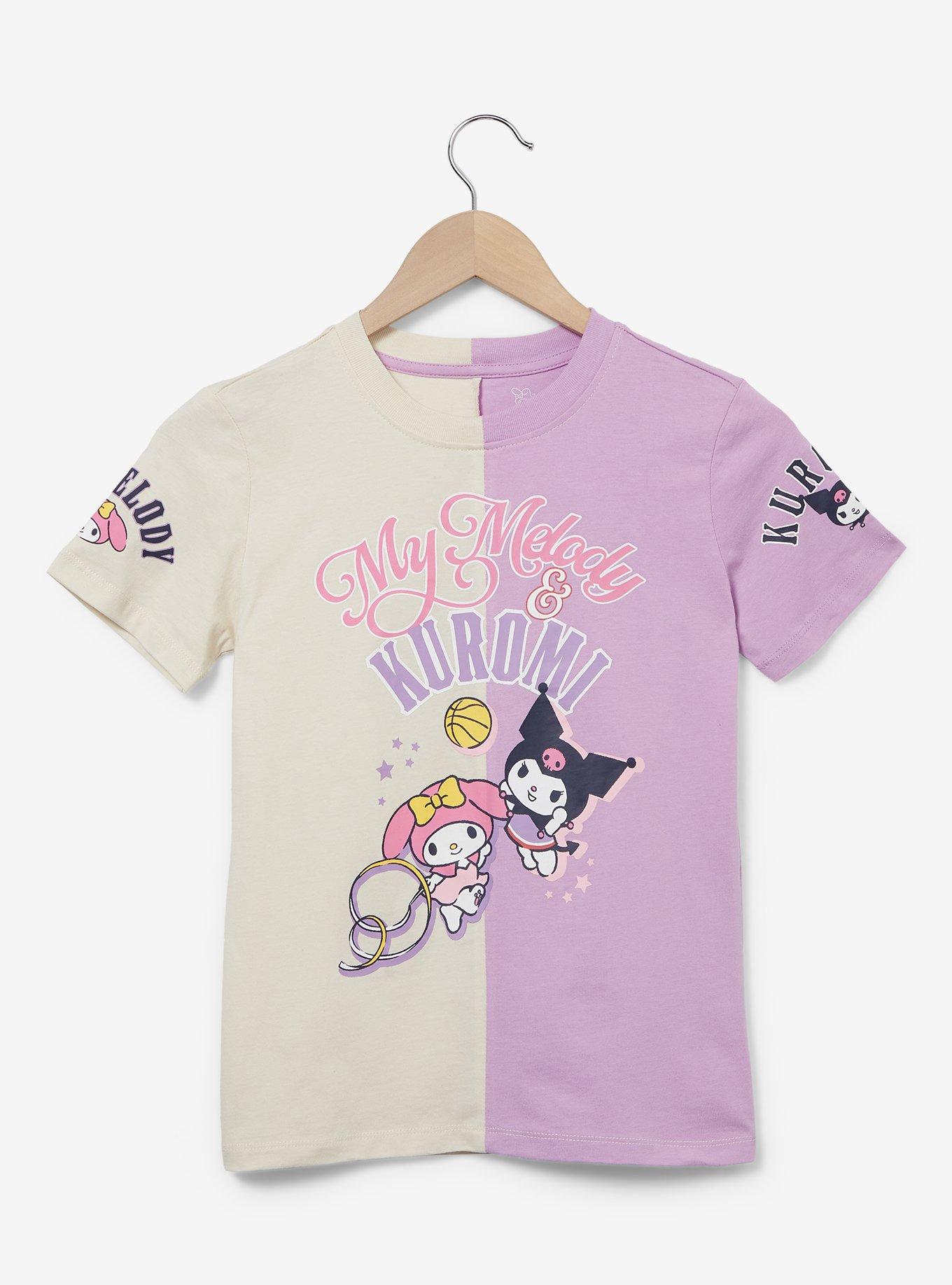 Sanrio My Melody & Kuromi Split Color Youth T-Shirt — BoxLunch Exclusive, , hi-res