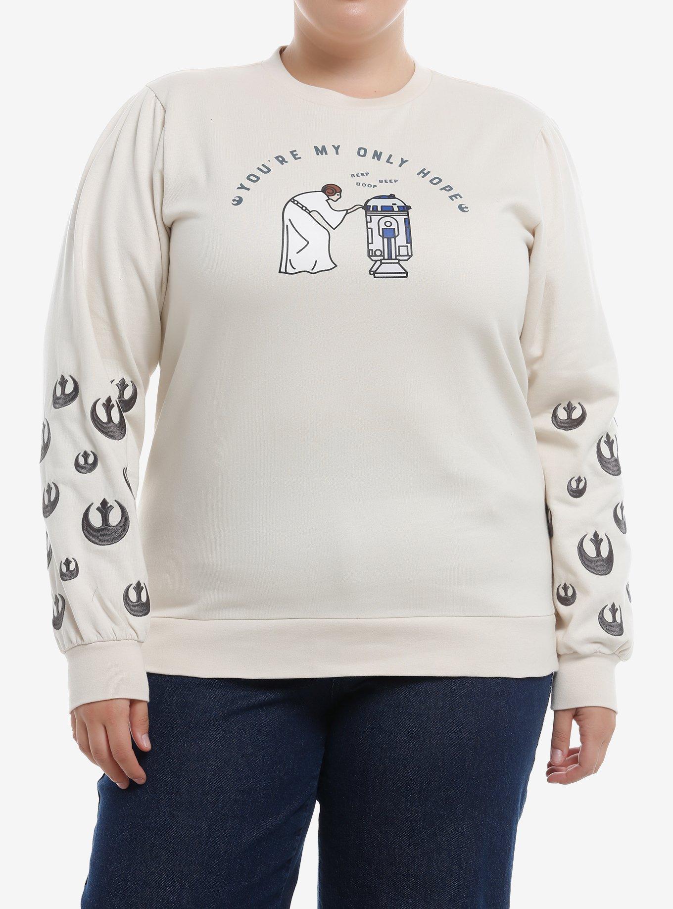 Her Universe Star Wars Princess Leia & R2-D2 Sweatshirt Plus Size Her Universe Exclusive, IVORY, hi-res