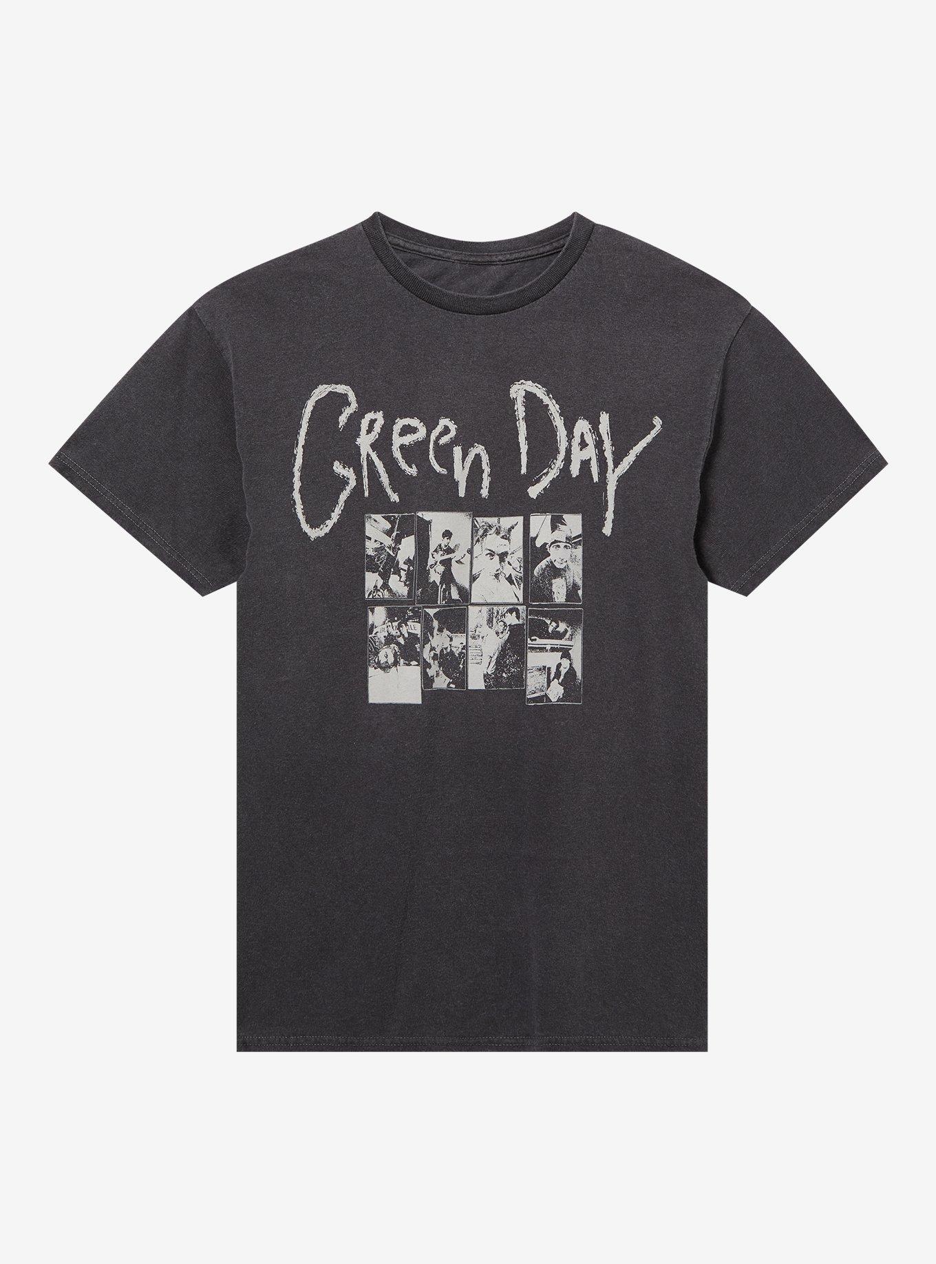 Green Day Photo Collage Washed Boyfriend Fit Girls T-Shirt, BLACK, hi-res