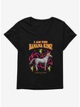 Charlie The Unicorn Banana King! Womens T-Shirt Plus Size, BLACK, hi-res