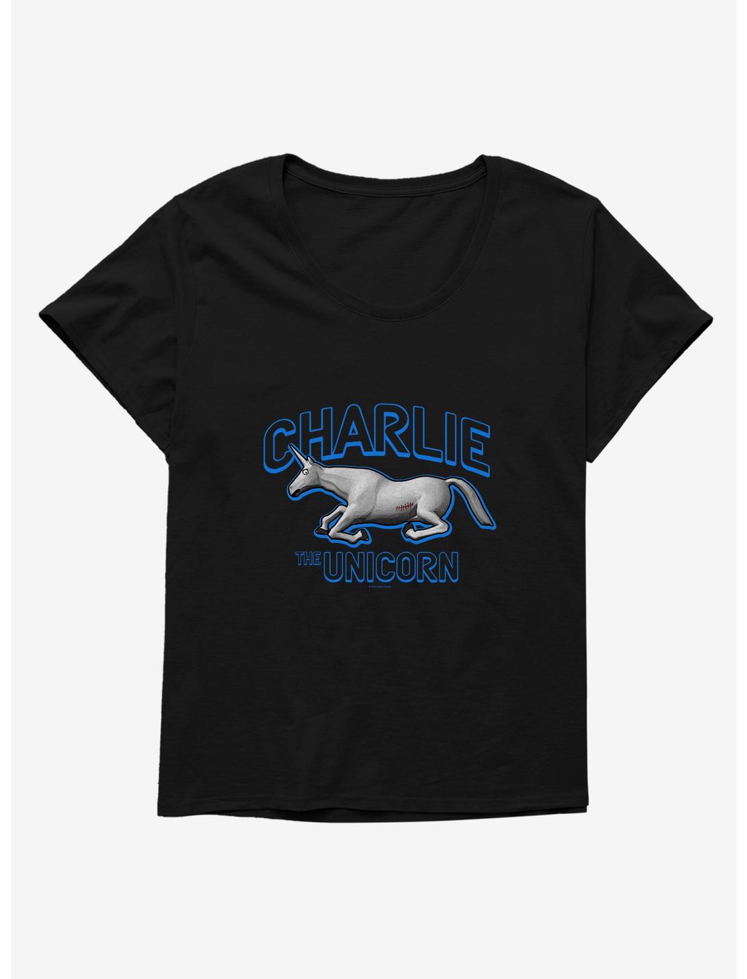 Charlie The Unicorn Stitches Womens T-Shirt Plus Size, BLACK, hi-res