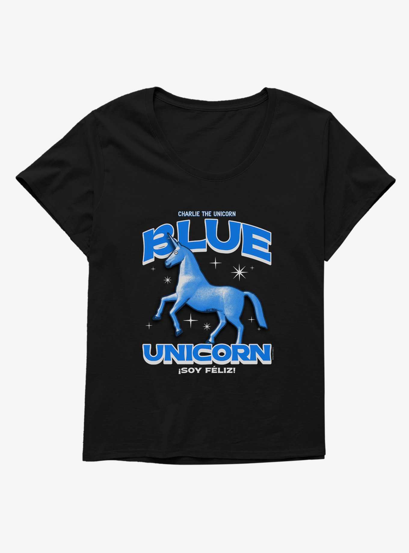 Charlie The Unicorn Blue Unicorn Womens T-Shirt Plus Size, , hi-res