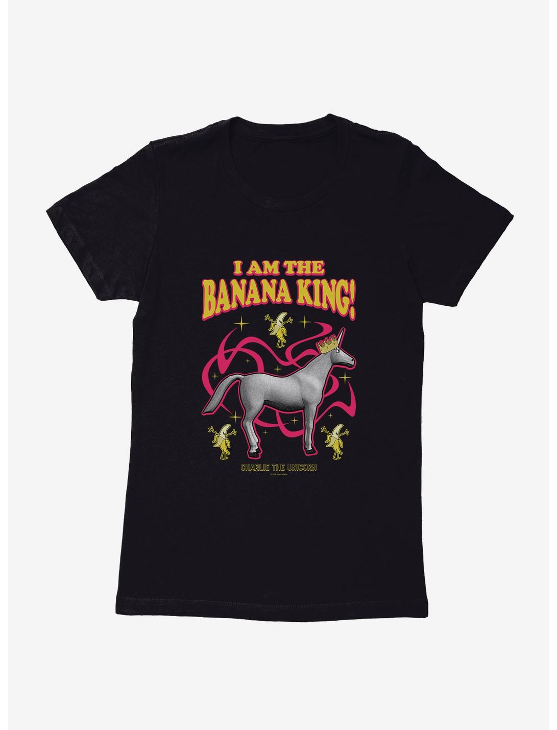 Charlie The Unicorn Banana King! Womens T-Shirt, BLACK, hi-res